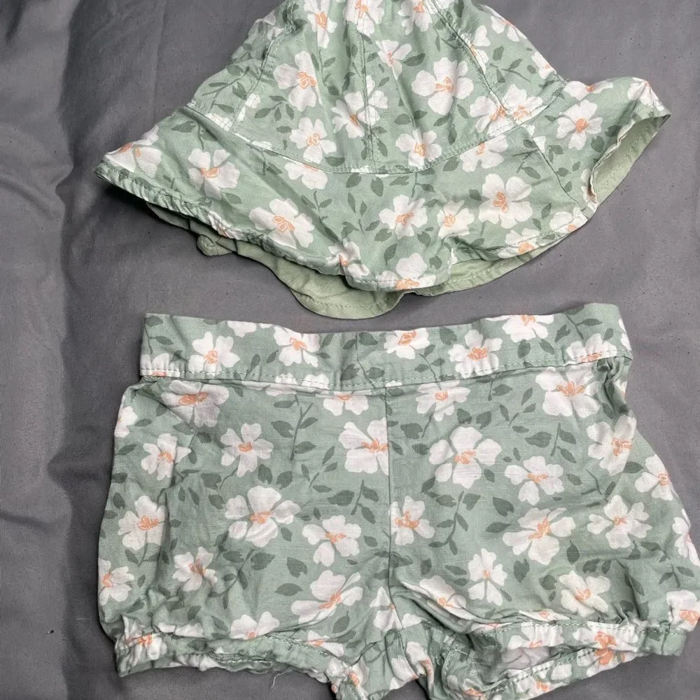 Carter's Green Floral Baby Dress Set